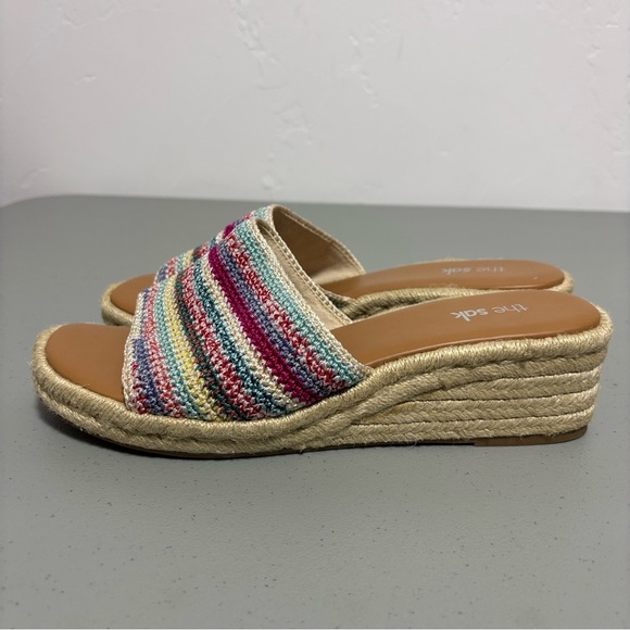 The Sak Colorful Multicolor Knit Slip On Slide Sandals Wedges Women's 11 - Picture 5 of 11